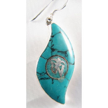 Tibetan Turquoise Om Earring PE-10A